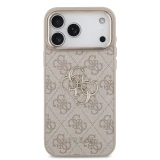 Guess PU Leather 4G Metal Logo Gold Frame Zadní Kryt pro iPhone 18 Pro Max Pink