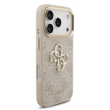 Guess PU Leather 4G Metal Logo Gold Frame Zadní Kryt pro iPhone 18 Pro Pink
