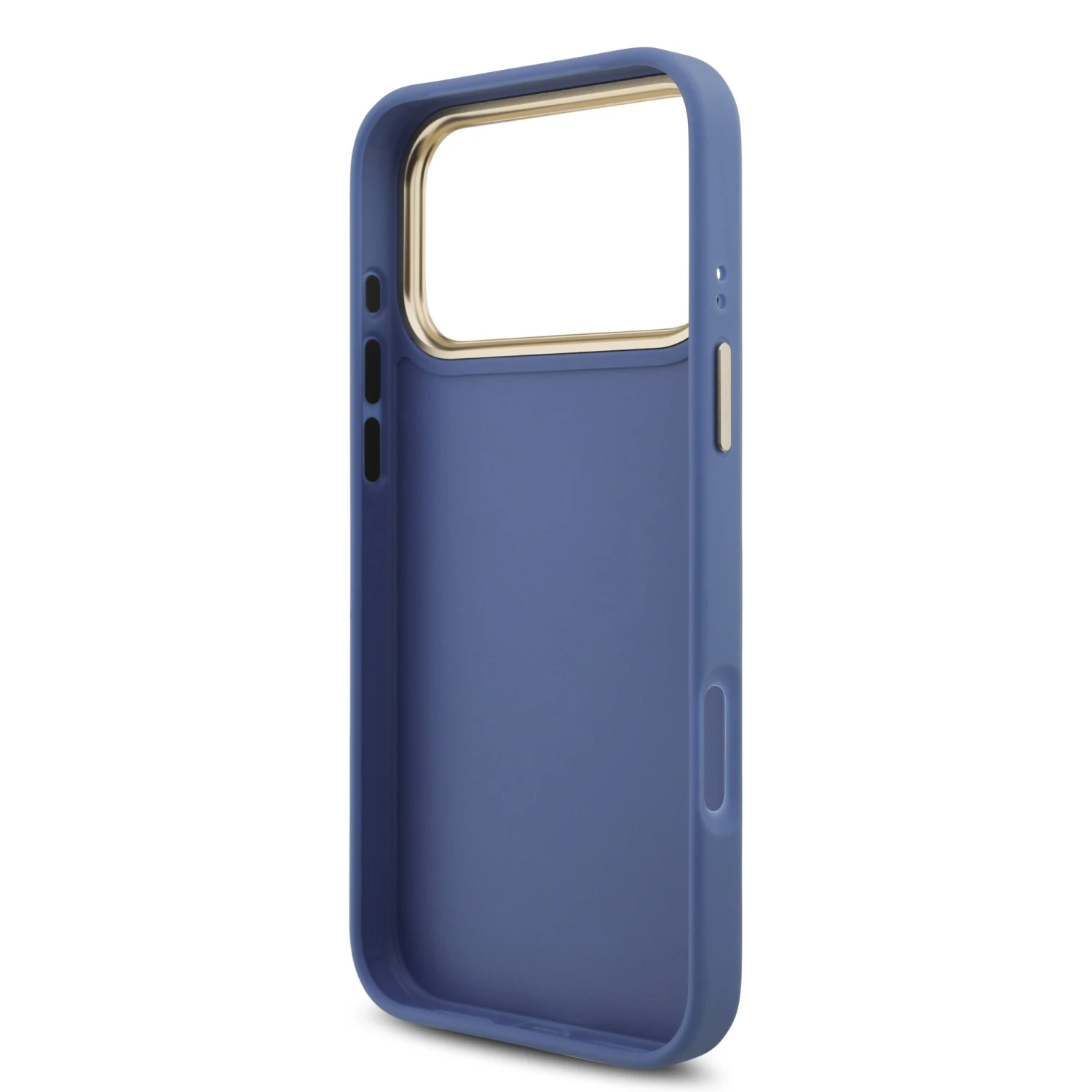 Guess PU Leather 4G Metal Logo Gold Frame Zadní Kryt pro iPhone 18 Pro Max Blue
