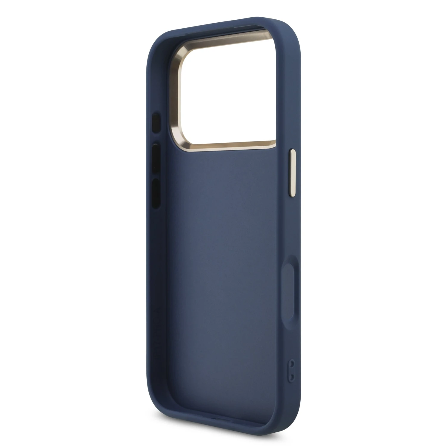 Guess PU Leather 4G Metal Logo Gold Frame Zadní Kryt pro iPhone 18 Pro Blue