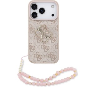 Guess PU 4G Metal Logo Strap Zadní Kryt pro iPhone 18 Pro Pink