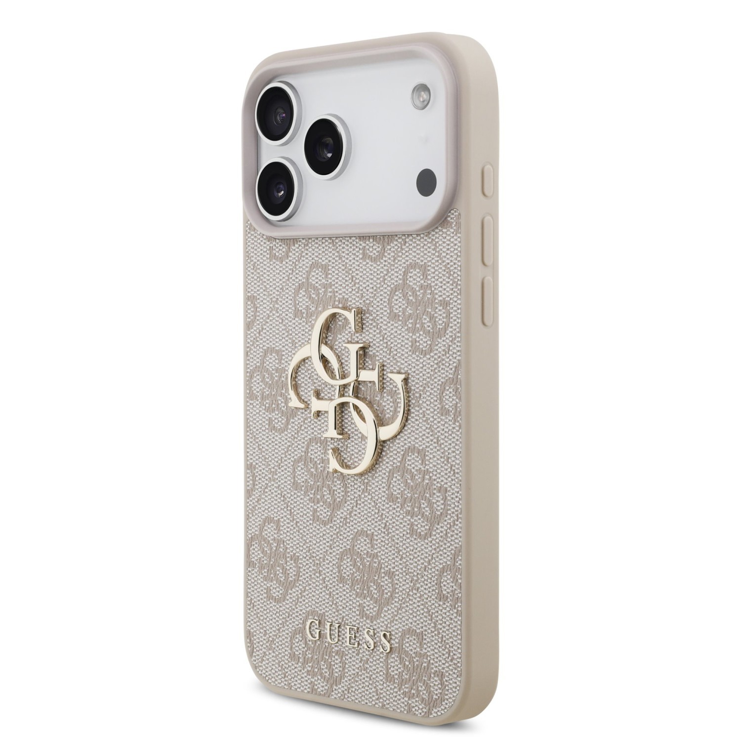 Zadní kryt Guess PU 4G Metal Logo Strap pro Apple iPhone 18 Pro, růžová