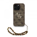 Zadní kryt Guess PU 4G Metal Logo Strap pro Apple iPhone 18 Pro Max, hnědá
