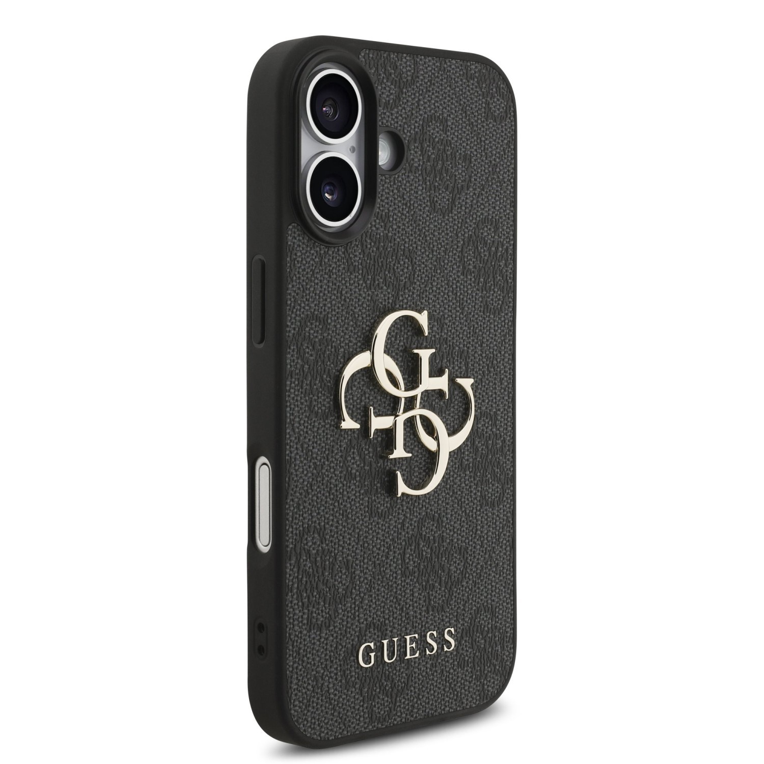 Zadní kryt Guess PU 4G Metal Logo Strap pro Apple iPhone 18 Pro Max, černá