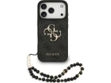 Zadní kryt Guess PU 4G Metal Logo Strap pro Apple iPhone 18 Pro, černá