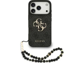 Guess PU 4G Metal Logo Strap Zadní Kryt pro iPhone 18 Pro Black