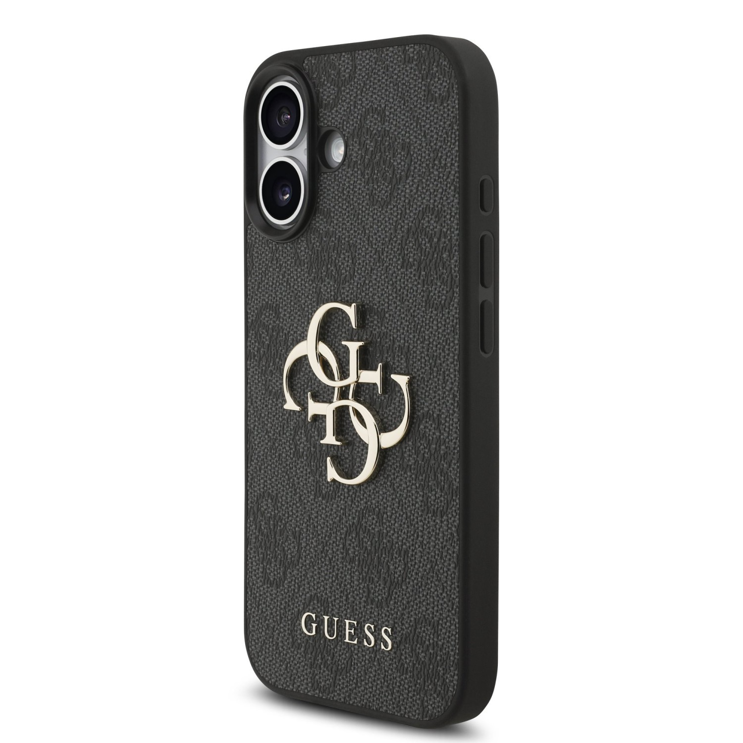 Zadní kryt Guess PU 4G Metal Logo Strap pro Apple iPhone 18 Pro, černá