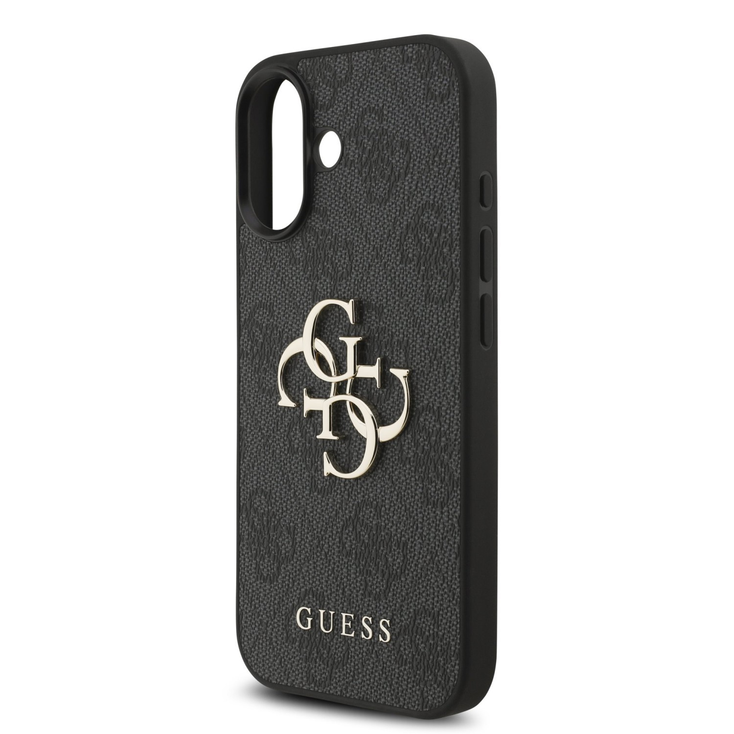 Zadní kryt Guess PU 4G Metal Logo Strap pro Apple iPhone 18 Pro, černá