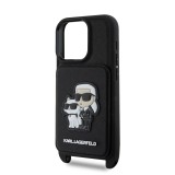 Zadní kryt Karl Lagerfeld Saffiano Crossbody Popruh Karl and Choupette pro Apple iPhone 18 Pro Max, černá