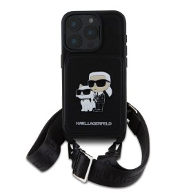 Karl Lagerfeld Saffiano Crossbody Popruh Karl and Choupette Kryt pro iPhone 18 Pro Black