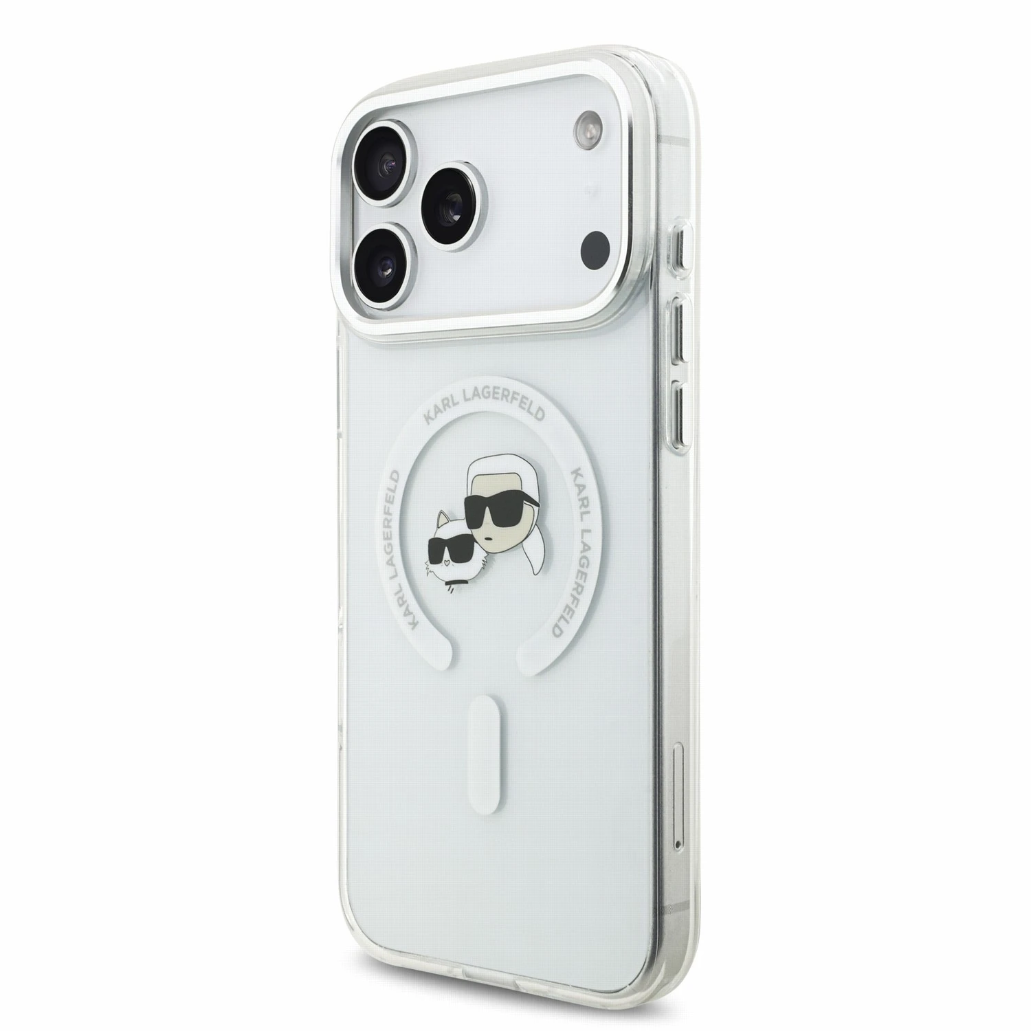 Karl Lagerfeld IML K&CH Heads Metal Frame MagSafe Zadní Kryt pro iPhone 18 Pro Max White