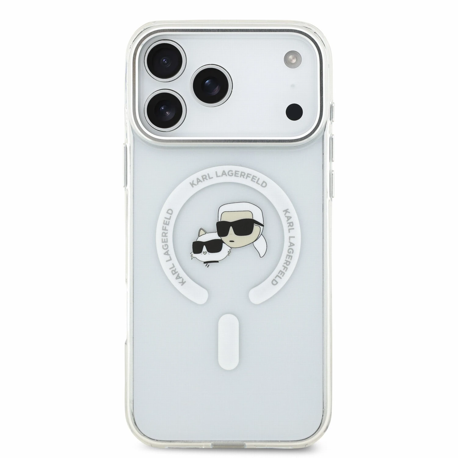 Karl Lagerfeld IML K&CH Heads Metal Frame MagSafe Zadní Kryt pro iPhone 18 Pro Max White