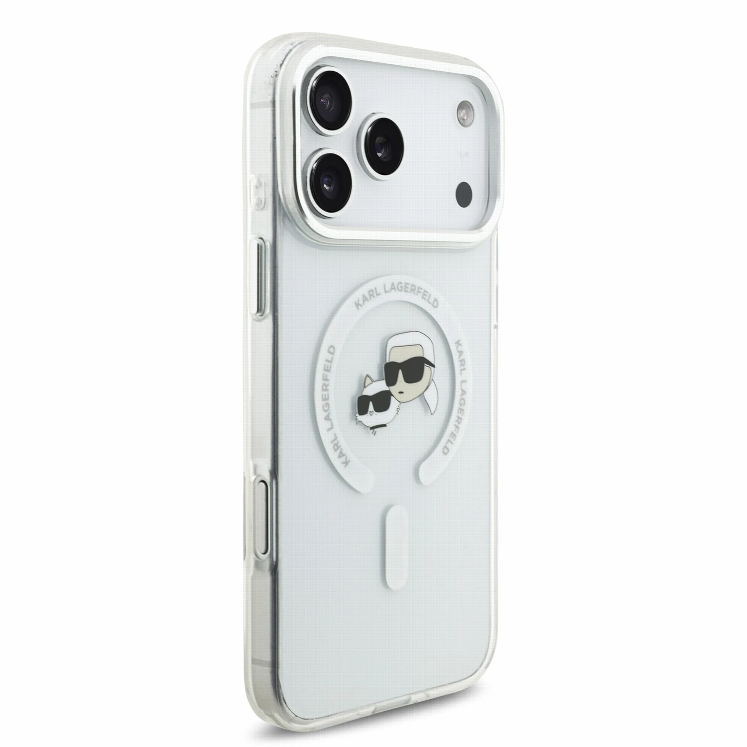 Karl Lagerfeld IML K&CH Heads Metal Frame MagSafe Zadní Kryt pro iPhone 18 Pro Max White