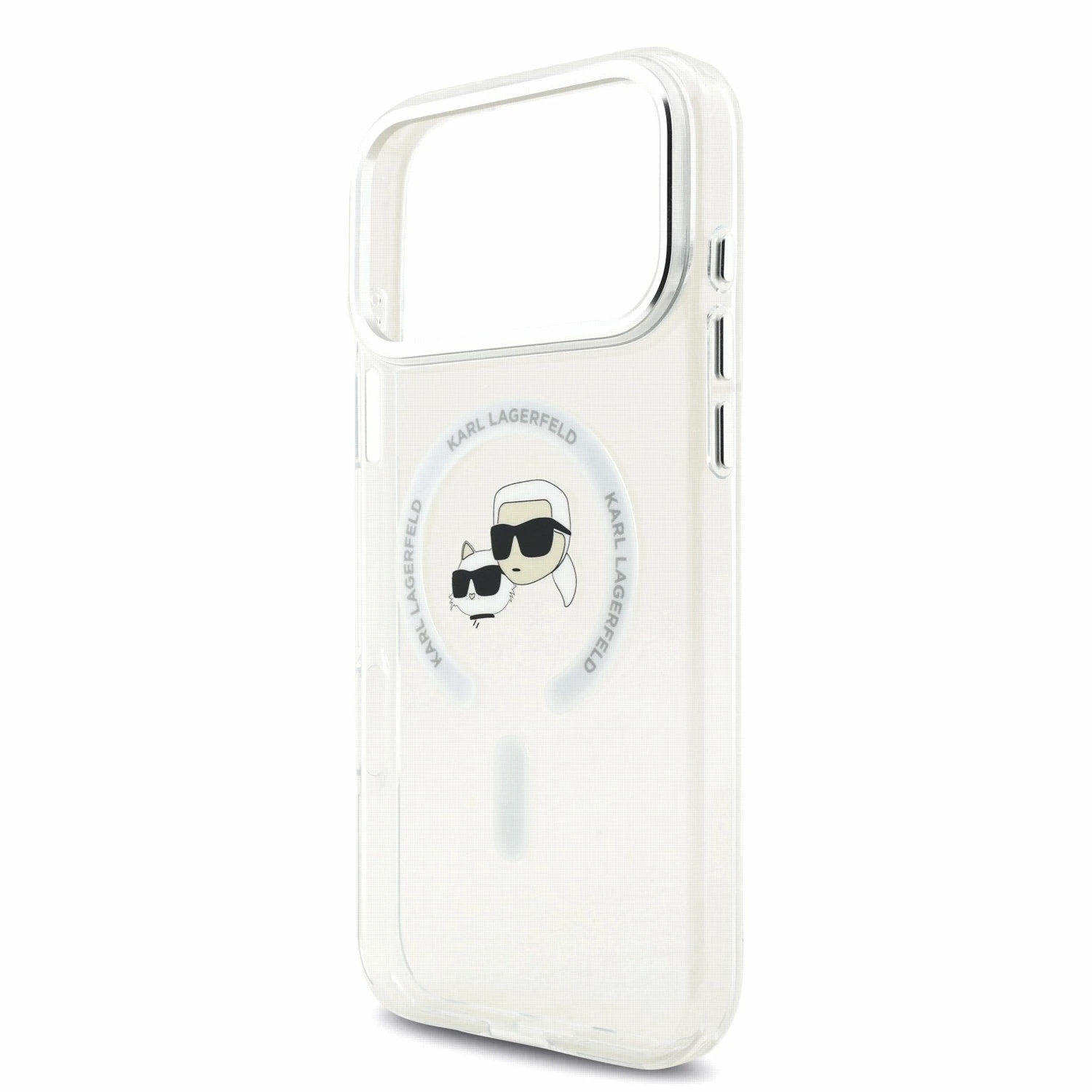 Karl Lagerfeld IML K&CH Heads Metal Frame MagSafe Zadní Kryt pro iPhone 18 Pro Max White