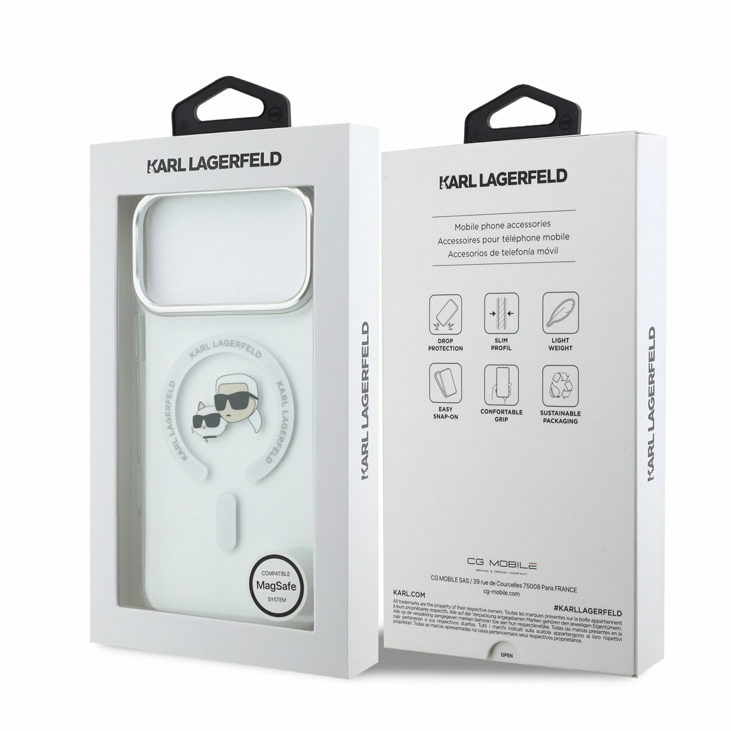 Karl Lagerfeld IML K&CH Heads Metal Frame MagSafe Zadní Kryt pro iPhone 18 Pro Max White