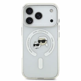 Karl Lagerfeld IML K&CH Heads Metal Frame MagSafe Zadní Kryt pro iPhone 18 Pro White