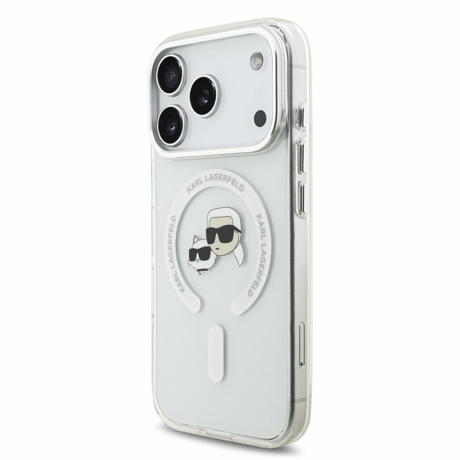Karl Lagerfeld IML K&CH Heads Metal Frame MagSafe Zadní Kryt pro iPhone 18 Pro White