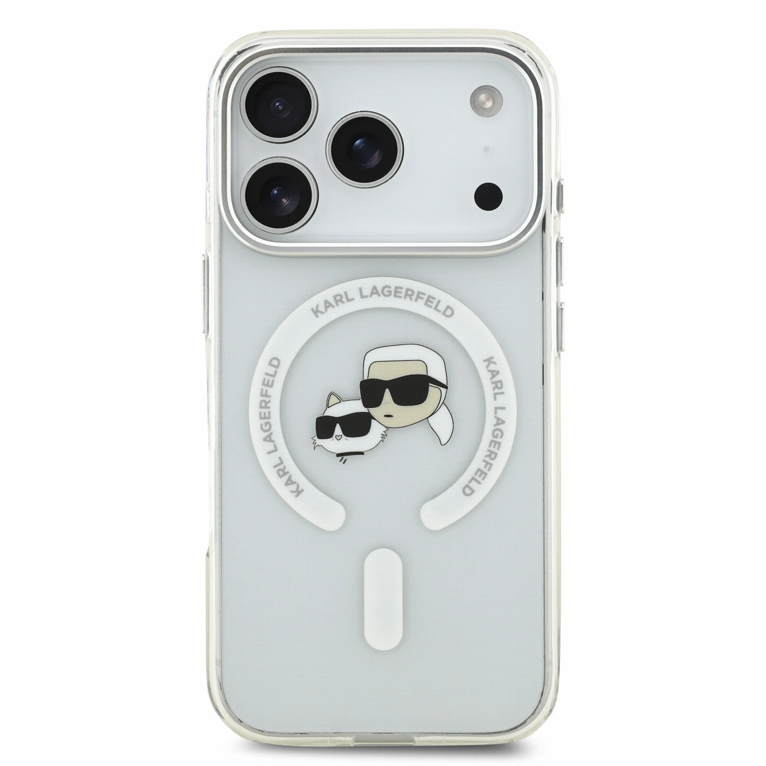 Karl Lagerfeld IML K&CH Heads Metal Frame MagSafe Zadní Kryt pro iPhone 18 Pro White