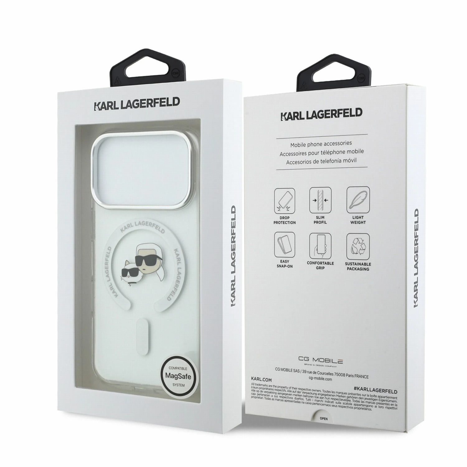 Karl Lagerfeld IML K&CH Heads Metal Frame MagSafe Zadní Kryt pro iPhone 18 Pro White