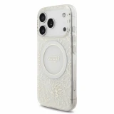 Guess IML Flowers Allover Strap MagSafe Zadní Kryt pro iPhone 18 Pro White