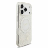 Guess IML Flowers Allover Strap MagSafe Zadní Kryt pro iPhone 18 Pro White