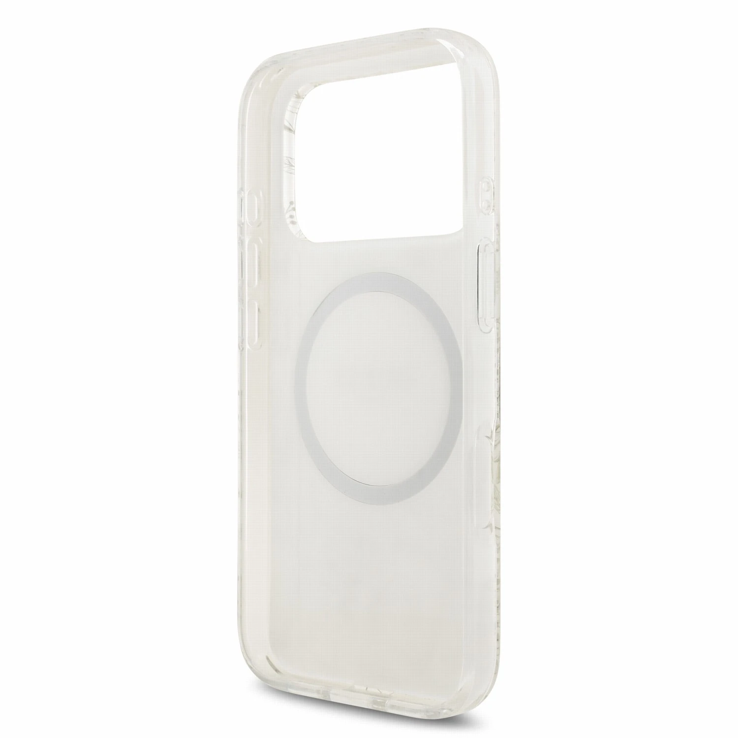 Guess IML Flowers Allover Strap MagSafe Zadní Kryt pro iPhone 18 Pro White