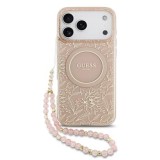 Zadní kryt Guess IML Flowers Allover Strap MagSafe pro Apple iPhone 18 Pro Max, růžová
