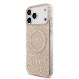 Guess IML Flowers Allover Strap MagSafe Zadní Kryt pro iPhone 18 Pro Max Pink
