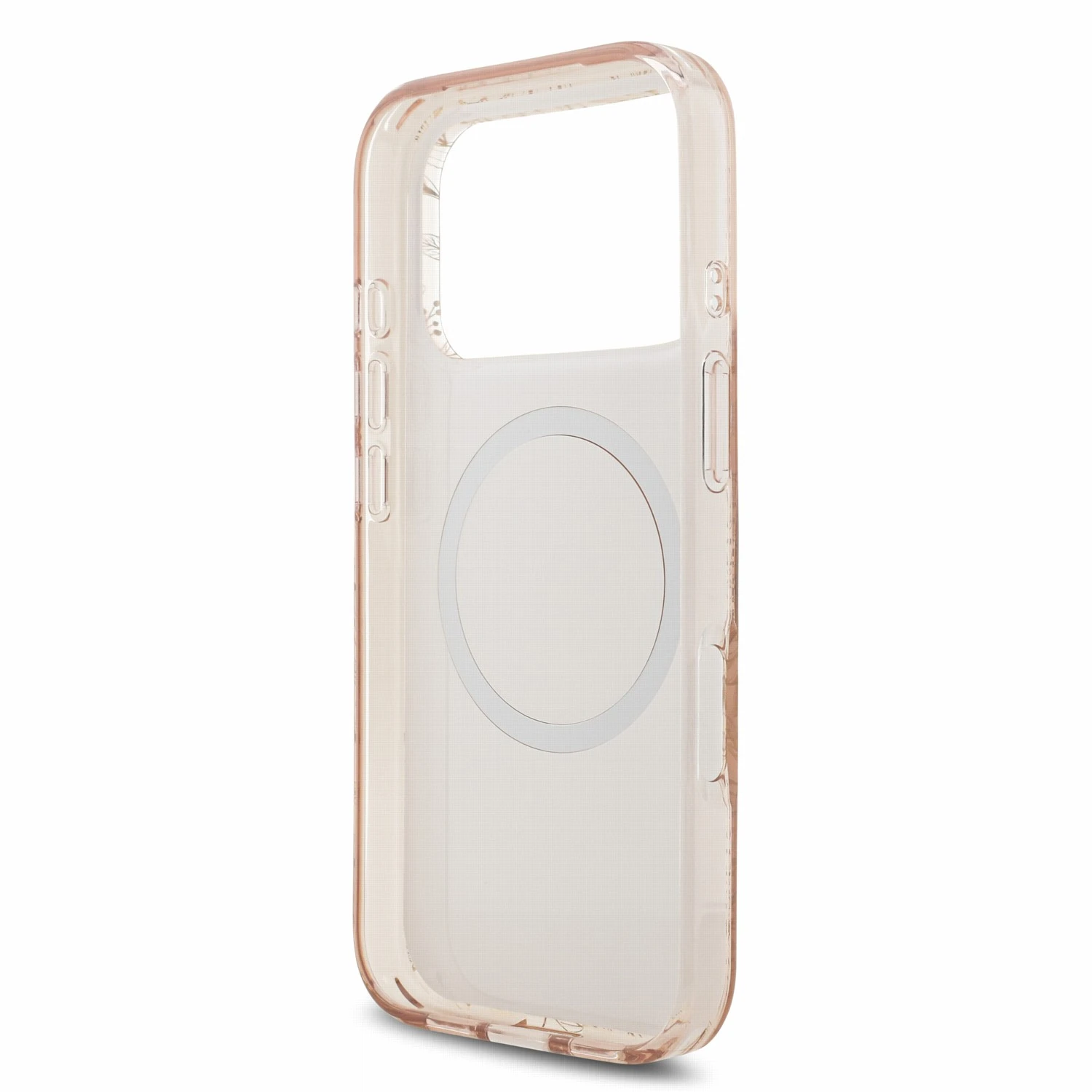Guess IML Flowers Allover Strap MagSafe Zadní Kryt pro iPhone 18 Pro Pink