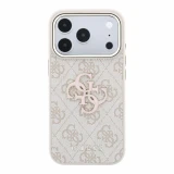 Guess PU 4G Resin Metal Logo Zadní Kryt pro iPhone 18 Pro Max Pink