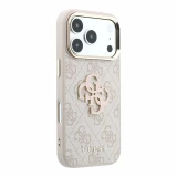 Guess PU 4G Resin Metal Logo Zadní Kryt pro iPhone 18 Pro Max Pink