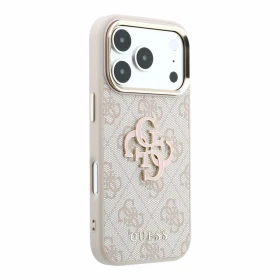Guess PU 4G Resin Metal Logo Zadní Kryt pro iPhone 18 Pro Max Pink