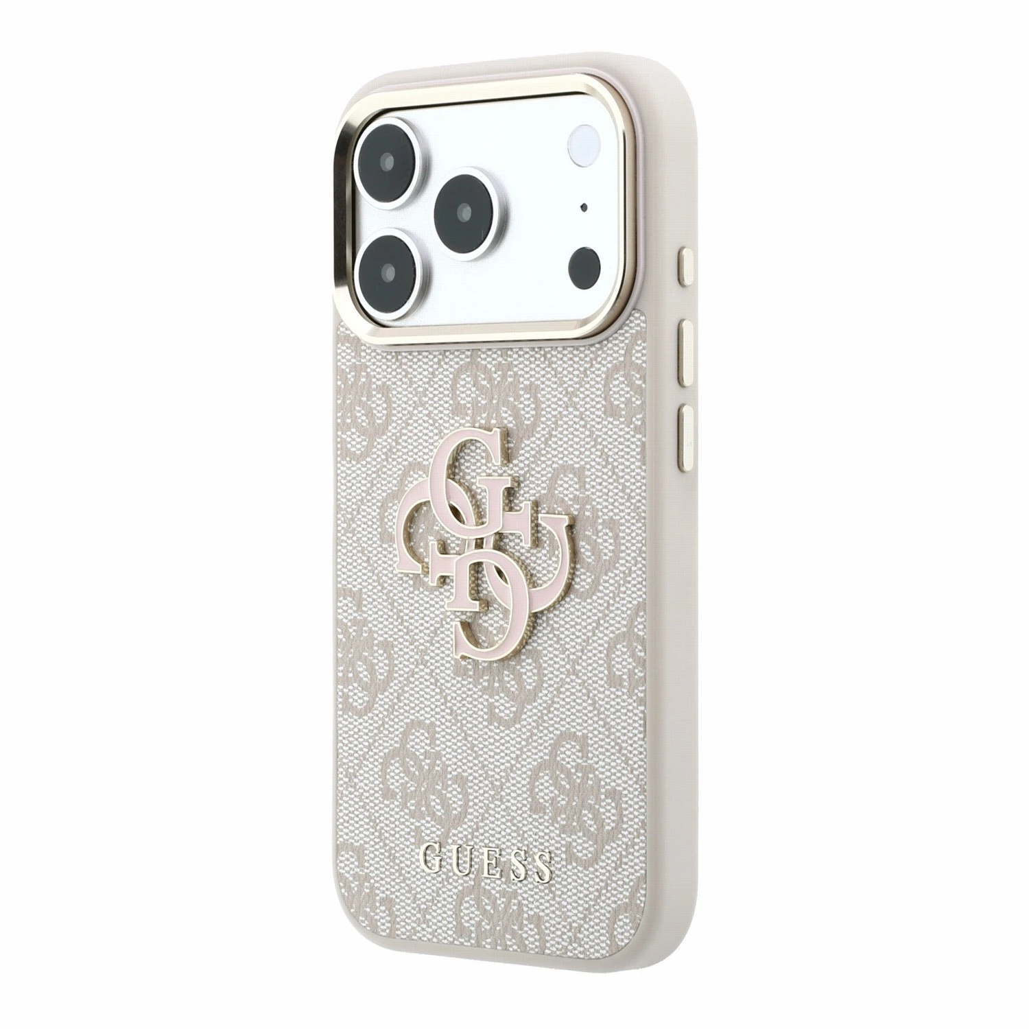 Guess PU 4G Resin Metal Logo Zadní Kryt pro iPhone 18 Pro Max Pink