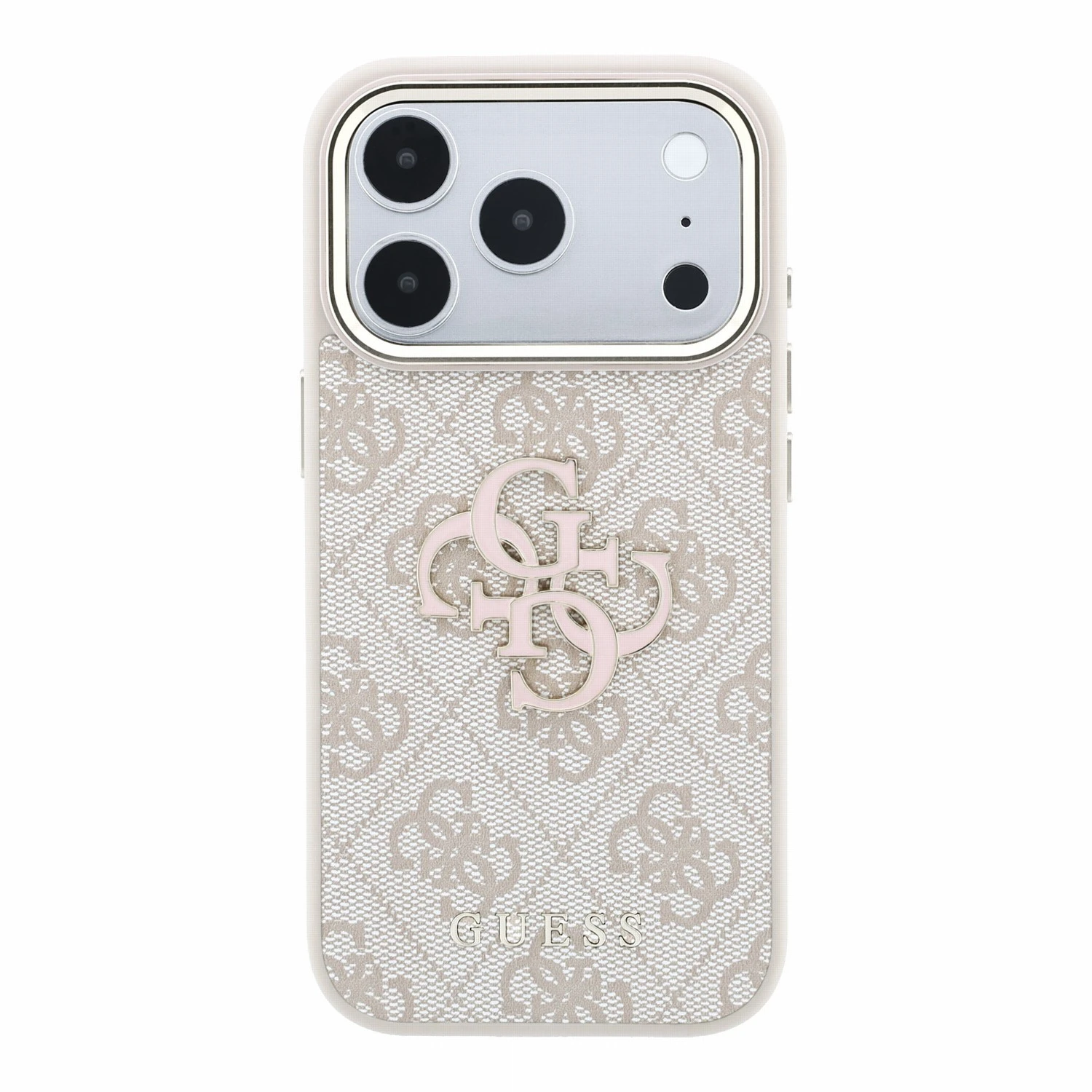 Guess PU 4G Resin Metal Logo Zadní Kryt pro iPhone 18 Pro Max Pink