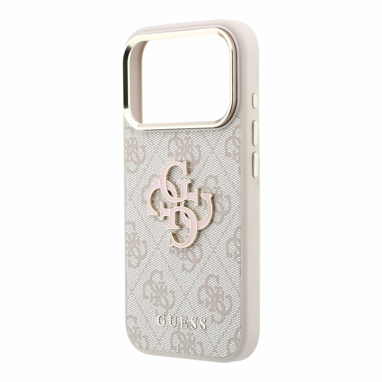 Guess PU 4G Resin Metal Logo Zadní Kryt pro iPhone 18 Pro Max Pink