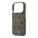 Guess PU 4G Resin Metal Logo Zadní Kryt pro iPhone 18 Pro Max Brown