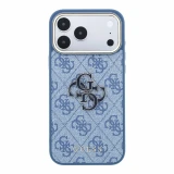 Guess PU 4G Resin Metal Logo Zadní Kryt pro iPhone 18 Pro Blue