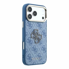 Guess PU 4G Resin Metal Logo Zadní Kryt pro iPhone 18 Pro Blue