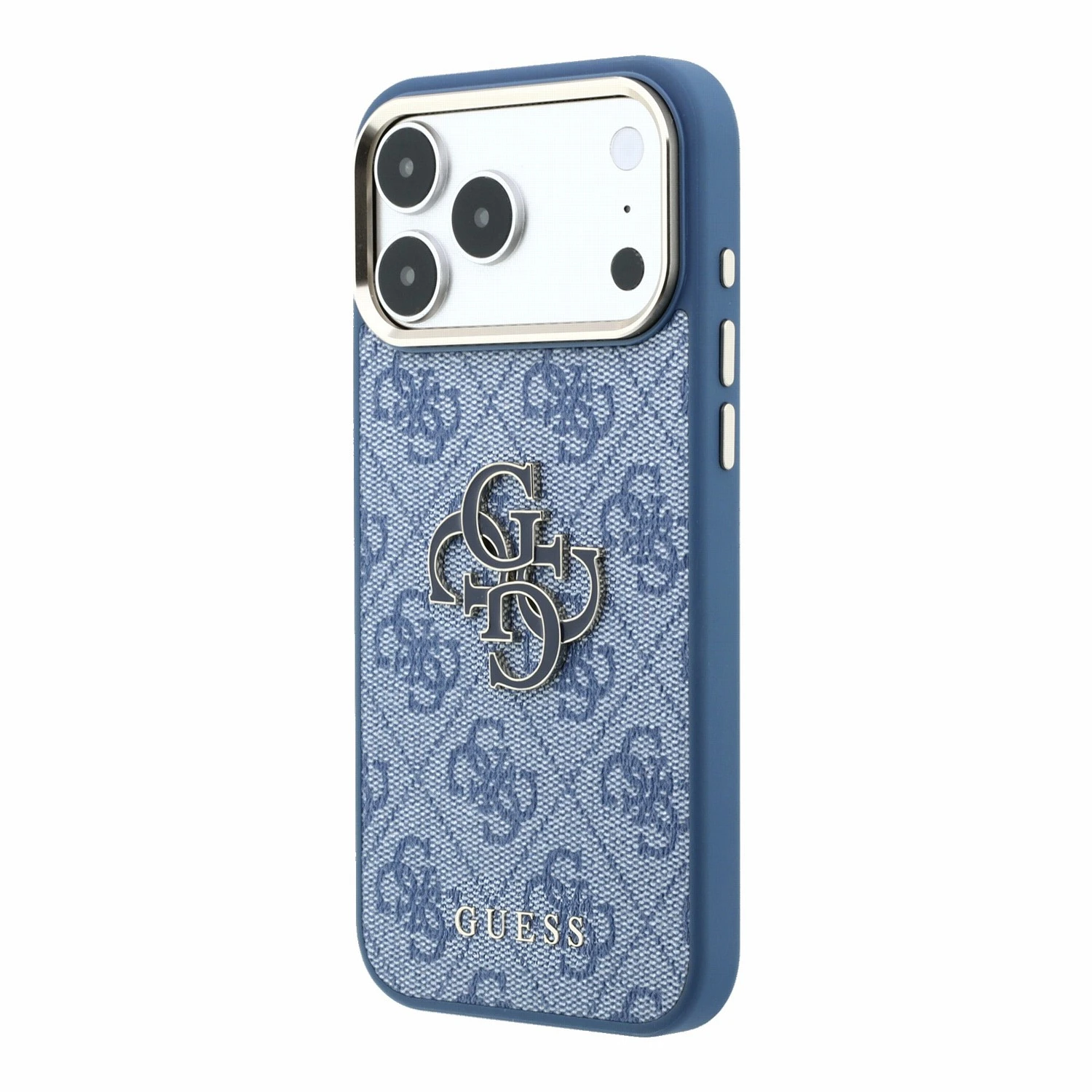 Guess PU 4G Resin Metal Logo Zadní Kryt pro iPhone 18 Pro Blue