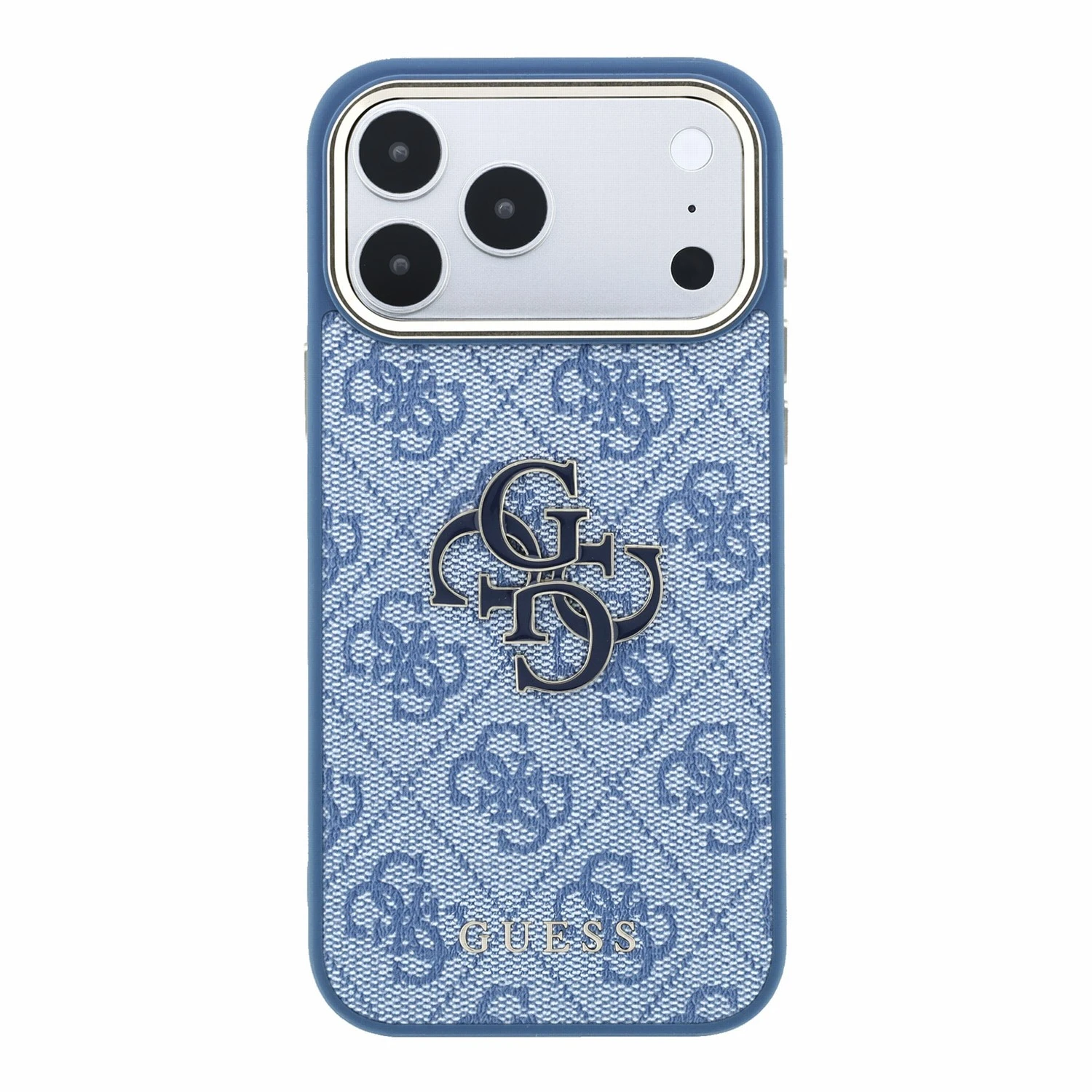 Guess PU 4G Resin Metal Logo Zadní Kryt pro iPhone 18 Pro Blue