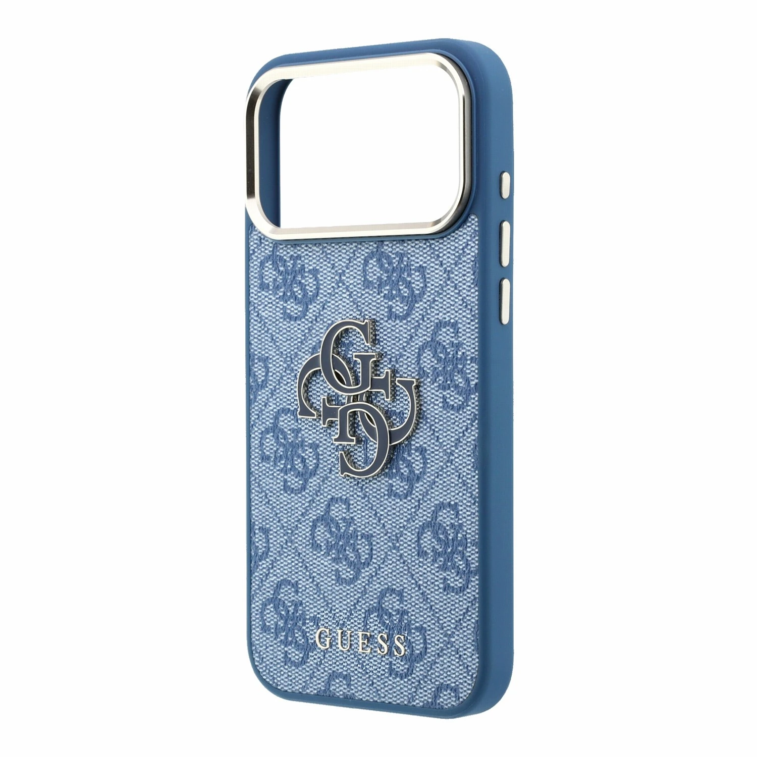 Guess PU 4G Resin Metal Logo Zadní Kryt pro iPhone 18 Pro Blue