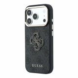 Guess PU 4G Resin Metal Logo Zadní Kryt pro iPhone 18 Pro Max Black