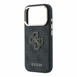 Guess PU 4G Resin Metal Logo Zadní Kryt pro iPhone 18 Pro Max Black