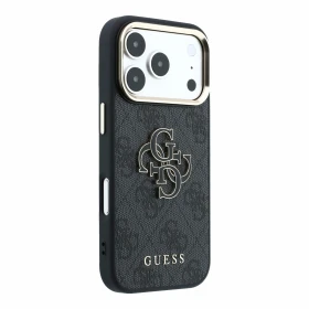 Guess PU 4G Resin Metal Logo Zadní Kryt pro iPhone 18 Pro Max Black