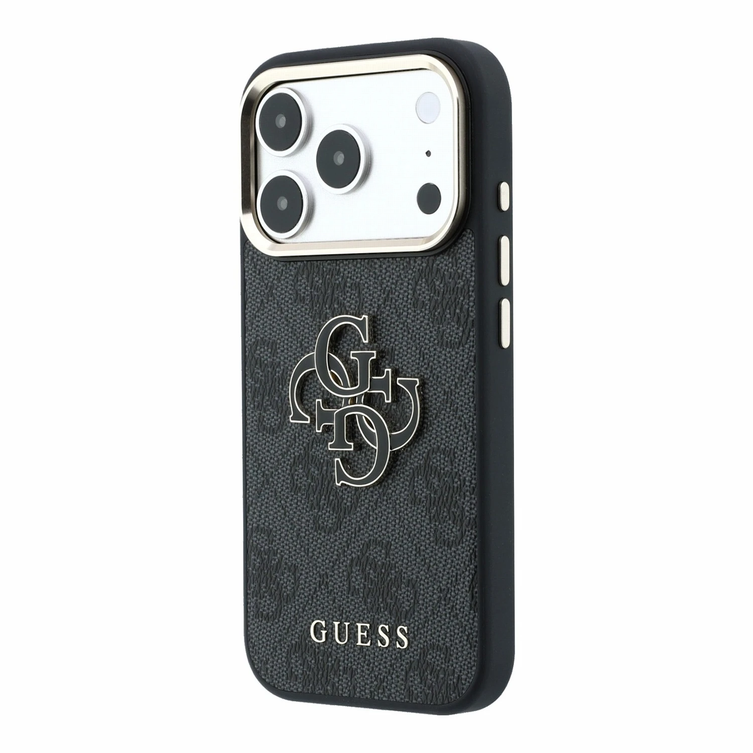Guess PU 4G Resin Metal Logo Zadní Kryt pro iPhone 18 Pro Max Black