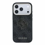 Guess PU 4G Resin Metal Logo Zadní Kryt pro iPhone 18 Pro Black