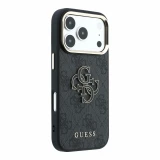 Guess PU 4G Resin Metal Logo Zadní Kryt pro iPhone 18 Pro Black