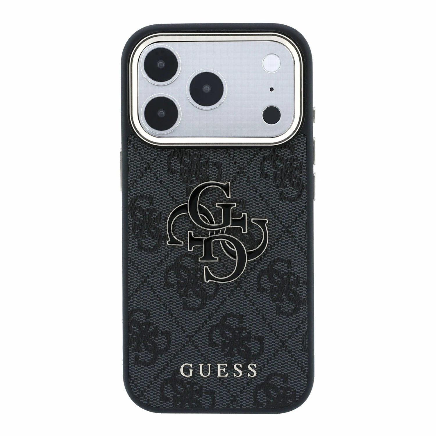Guess PU 4G Resin Metal Logo Zadní Kryt pro iPhone 18 Pro Black