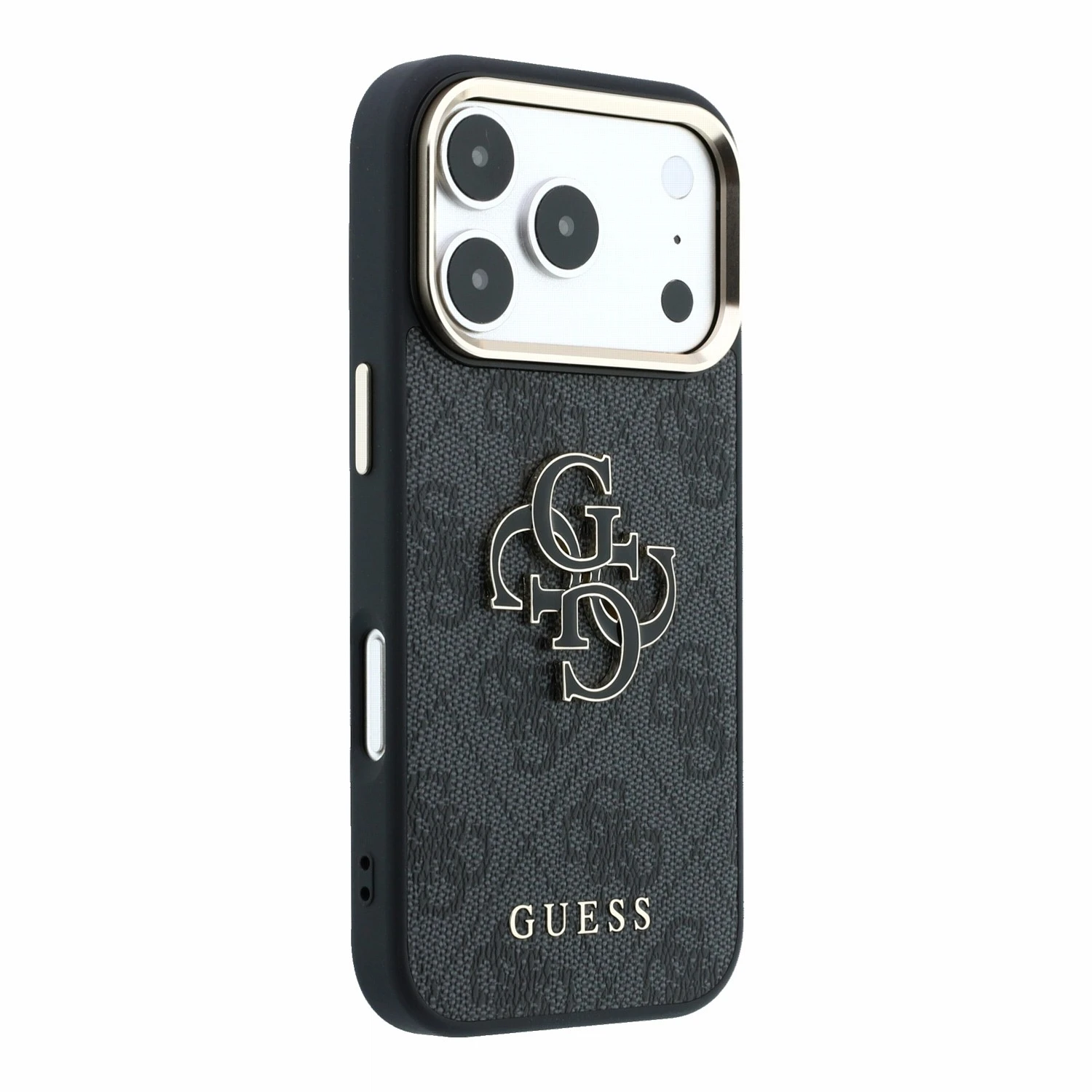 Guess PU 4G Resin Metal Logo Zadní Kryt pro iPhone 18 Pro Black