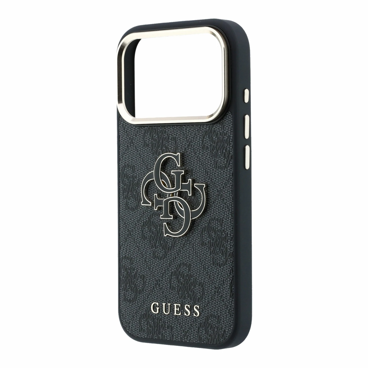 Guess PU 4G Resin Metal Logo Zadní Kryt pro iPhone 18 Pro Black